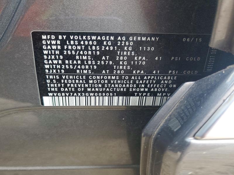 2016 Volkswagen Tiguan მანქანა იყიდება აუქციონზე, vin: WVGBV7AX3GW009051, აუქციონის ნომერი: 63397916