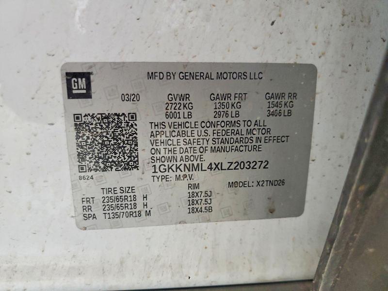 2020 Gmc Acadia მანქანა იყიდება აუქციონზე, vin: 1GKKNML4XLZ203272, აუქციონის ნომერი: 65299156