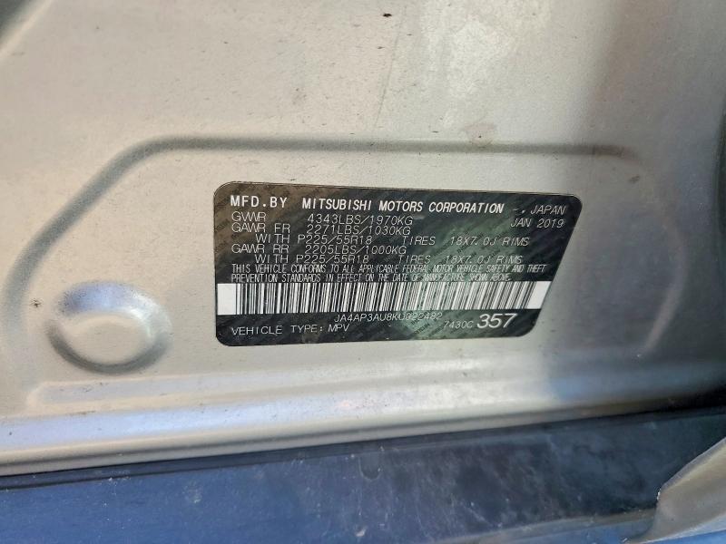 66090246 :رقم المزاد ، JA4AP3AU8KU022482 vin ، 2019 Mitsubishi Outlander Sport مزاد بيع