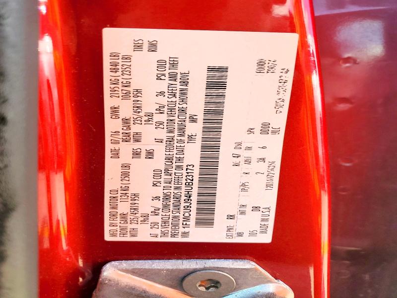65827546 :رقم المزاد ، 1FMCU9J94HUB23173 vin ، 2017 Ford Escape مزاد بيع