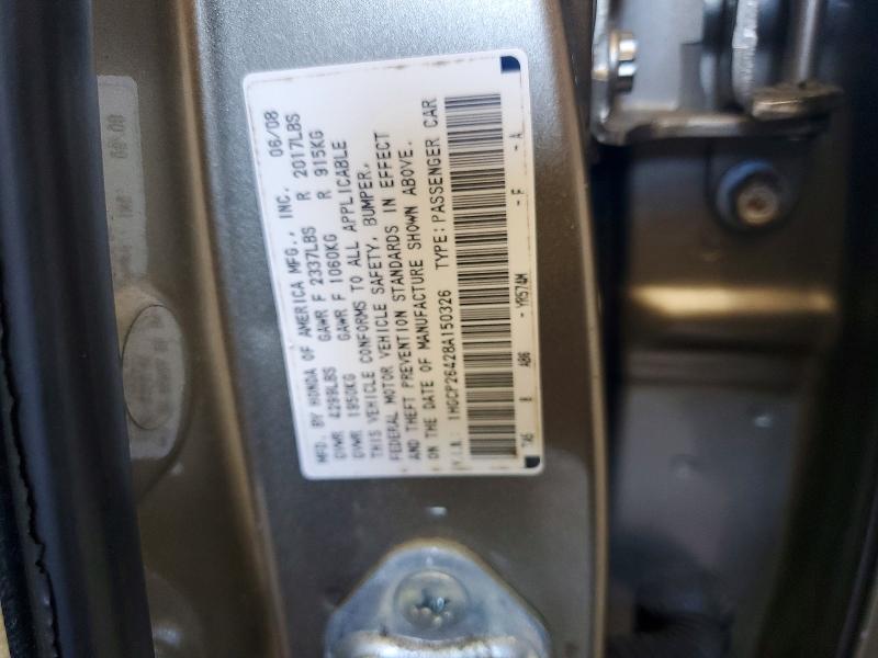 63363896 :رقم المزاد ، 1HGCP26428A150326 vin ، 2008 Honda Accord مزاد بيع