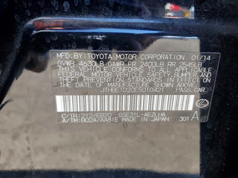 Aukcja sprzedaży 2014 Lexus Is, vin: JTHBE1D20E5010421, numer aukcji: 66418516
