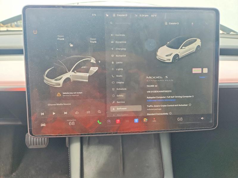 2021 Tesla Model 3 მანქანა იყიდება აუქციონზე, vin: 5YJ3E1EA6MF092213, აუქციონის ნომერი: 63889256