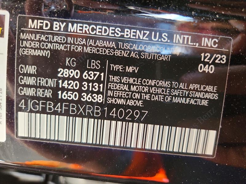 Продажа на аукционе авто 2024 Mercedes-benz Gle, vin: 4JGFB4FBXRB140297, номер лота: 64097086