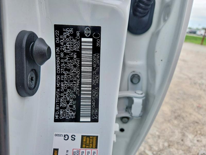 65128266 :رقم المزاد ، JTDFPMAE4N3019941 vin ، 2022 Toyota Corolla مزاد بيع