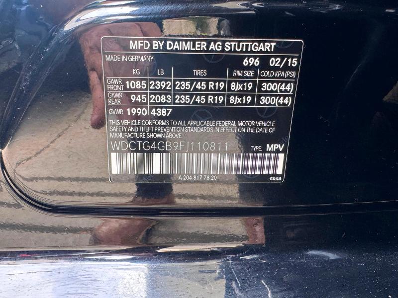 Aukcja sprzedaży 2015 Mercedes-benz Gla, vin: WDCTG4GB9FJ110811, numer aukcji: 66494436