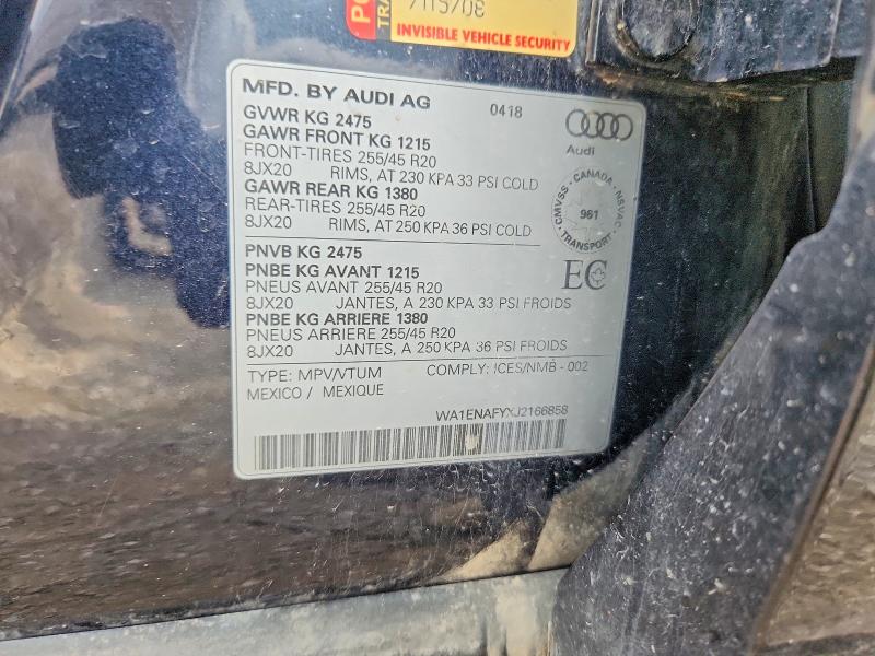 Продаж на аукціоні авто 2018 Audi Q5, vin: WA1ENAFYXJ2166858, номер лоту: 64550746
