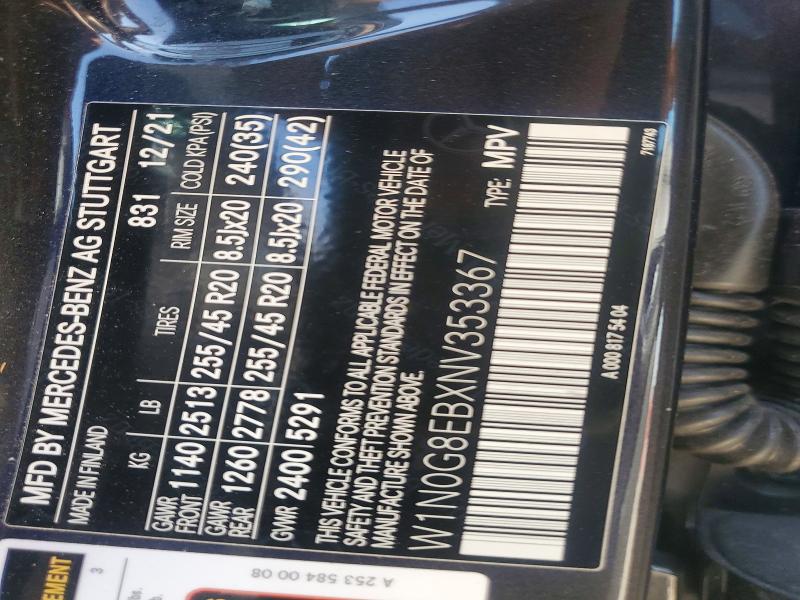 Aukcja sprzedaży 2022 Mercedes-benz Glc, vin: W1N0G8EBXNV353367, numer aukcji: 63602956