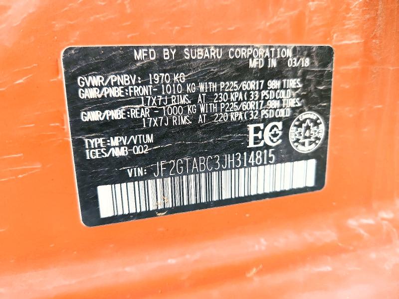 Продажа на аукционе авто 2018 Subaru Crosstrek, vin: JF2GTABC3JH314815, номер лота: 65641456