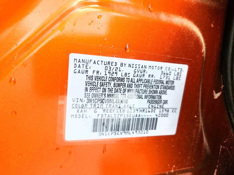 65825386 :رقم المزاد ، 3N1CP5CV9ML493010 vin ، 2021 Nissan Kicks مزاد بيع