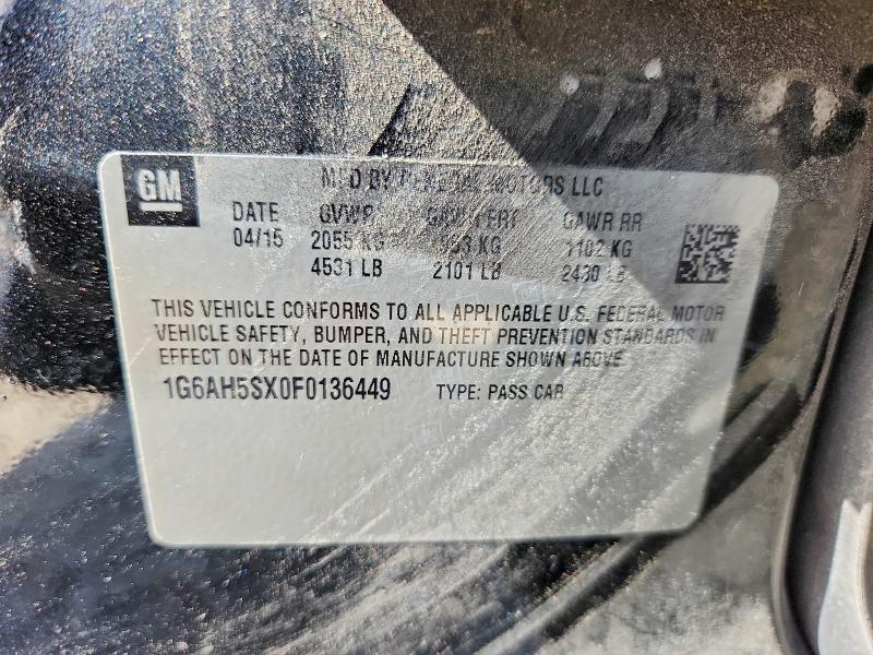 Aukcja sprzedaży 2015 Cadillac Ats, vin: 1G6AH5SX0F0136449, numer aukcji: 65134086