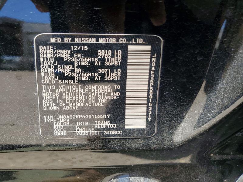 Aukcja sprzedaży 2016 Nissan Quest, vin: JN8AE2KP5G9153317, numer aukcji: 64601456