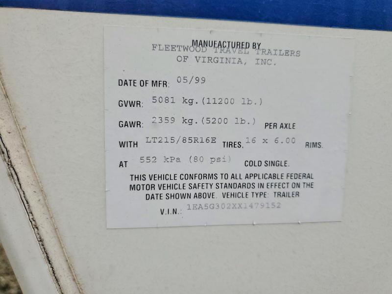 Продаж на аукціоні авто 1999 Fleetwood Terry, vin: 1EA5G302XX1479152, номер лоту: 63103386