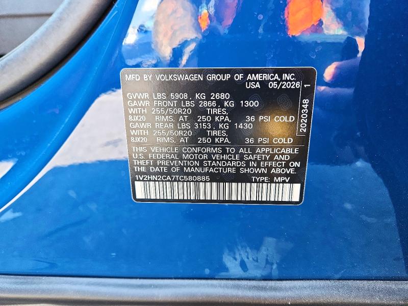 2026 Volkswagen Atlas მანქანა იყიდება აუქციონზე, vin: 1V2HN2CA7TC580885, აუქციონის ნომერი: 65242436