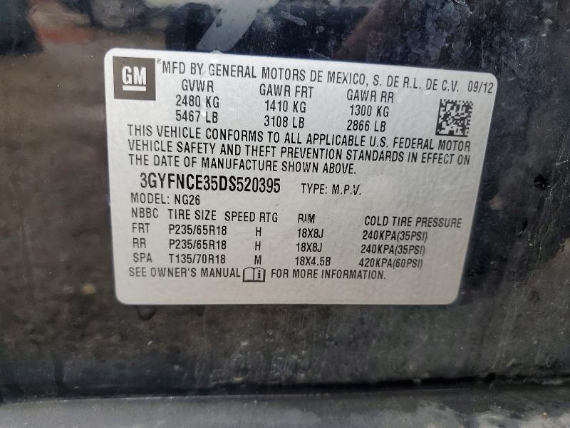 2013 Cadillac Srx მანქანა იყიდება აუქციონზე, vin: 3GYFNCE35DS520395, აუქციონის ნომერი: 65125756