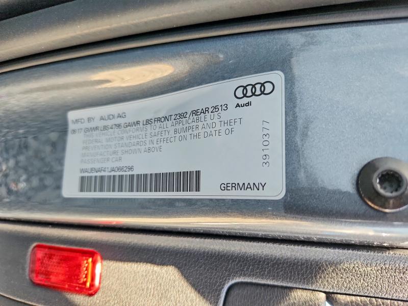 63597886 :رقم المزاد ، WAUENAF41JA066296 vin ، 2018 Audi A4 مزاد بيع