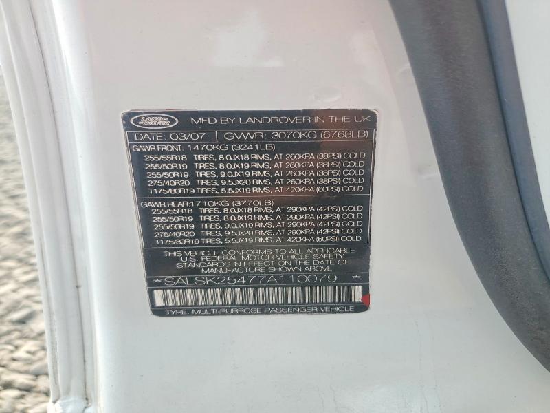 Auction sale of the 2007 Land Rover Range Rover, vin: SALME15436A231894, lot number: 63535276