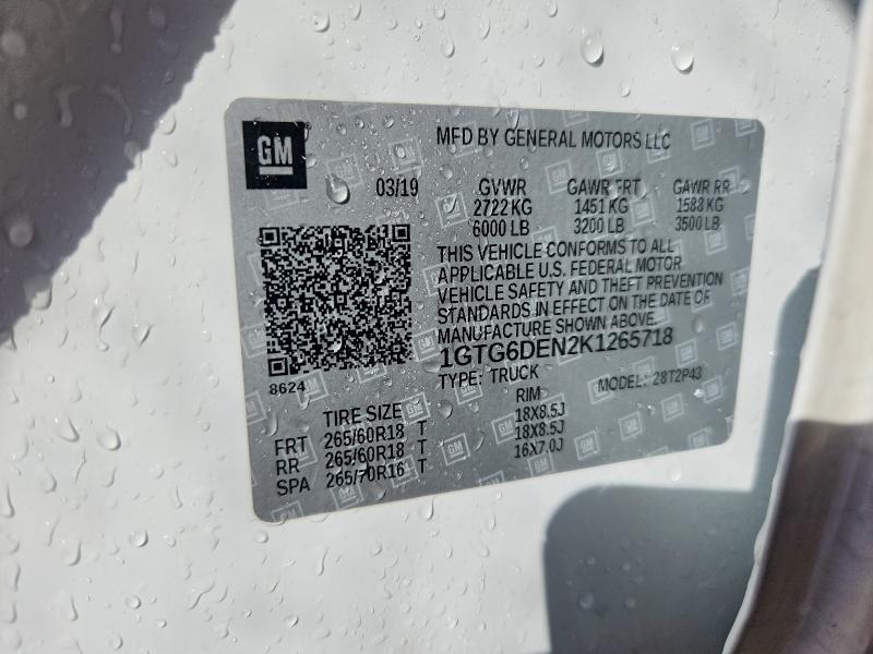 Продаж на аукціоні авто 2019 Gmc Canyon, vin: 1GTG6DEN2K1265718, номер лоту: 67161776