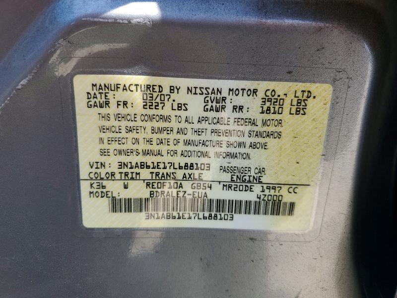 Продаж на аукціоні авто 2007 Nissan Sentra, vin: 3N1AB61E17L688103, номер лоту: 64061946