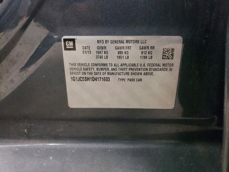 Aukcja sprzedaży 2013 Chevrolet Sonic, vin: 1G1JC5SH1D4171603, numer aukcji: 64591446