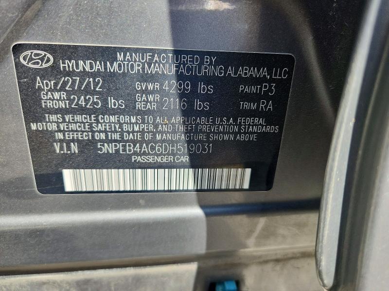 Aukcja sprzedaży 2013 Hyundai Sonata, vin: 5NPEB4AC6DH519031, numer aukcji: 64246566