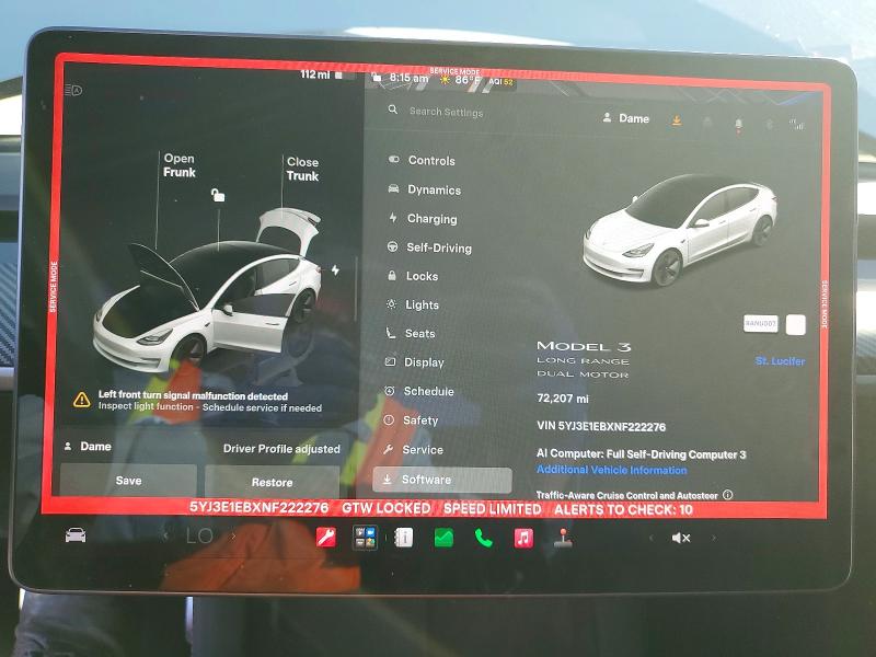 Aukcja sprzedaży 2022 Tesla Model 3, vin: 5YJ3E1EBXNF222276, numer aukcji: 65516986