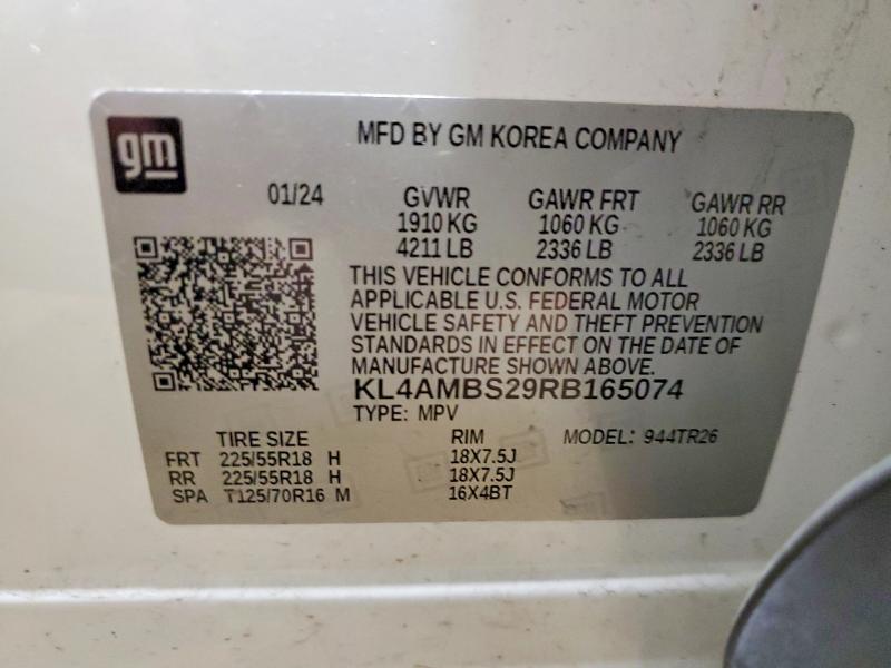 66002646 :رقم المزاد ، KL4AMBS29RB165074 vin ، 2024 Buick Encore Gx مزاد بيع