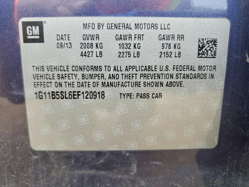 64540296 :رقم المزاد ، 1G11B5SL6EF120918 vin ، 2014 Chevrolet Malibu مزاد بيع