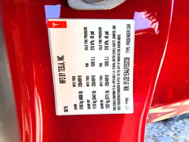 64486036 :رقم المزاد ، 5YJ3E1EA4JF052238 vin ، 2018 Tesla Model 3 مزاد بيع