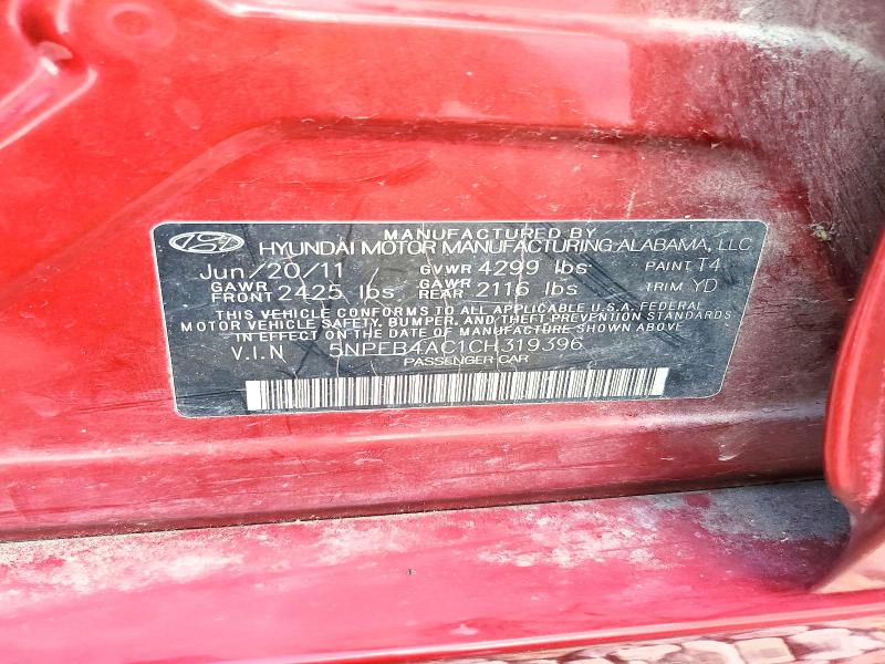 Aukcja sprzedaży 2012 Hyundai Sonata, vin: 5NPEB4AC1CH319396, numer aukcji: 64694066