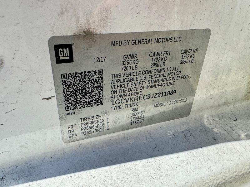 64135346 :رقم المزاد ، 1GCVKREC3JZ211889 vin ، 2018 Chevrolet Silverado مزاد بيع