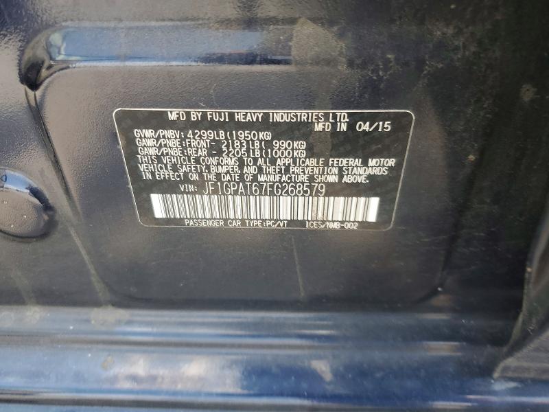 63693126 :رقم المزاد ، JF1GPAT67FG268579 vin ، 2015 Subaru Impreza مزاد بيع