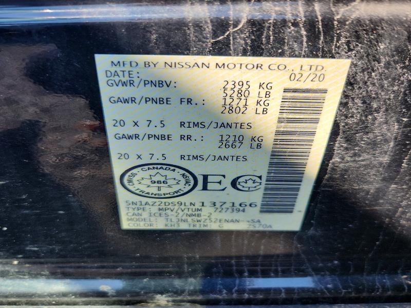 Продаж на аукціоні авто 2020 Nissan Murano, vin: 5N1AZ2DS9LN137166, номер лоту: 62378726