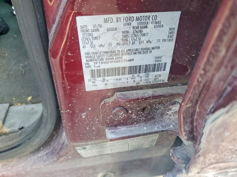Aukcja sprzedaży 2006 Ford F250, vin: 1FTSW21PX6EC76485, numer aukcji: 65932266