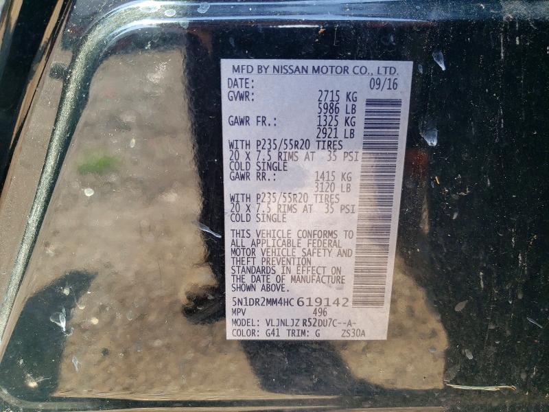 Продаж на аукціоні авто 2017 Nissan Pathfinder, vin: 5N1DR2MM4HC619142, номер лоту: 65645046