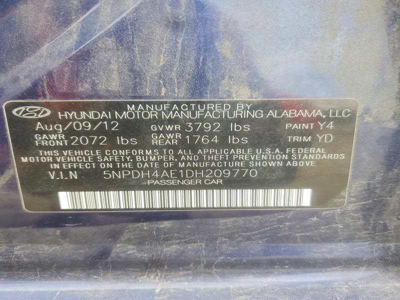 Aukcja sprzedaży 2013 Hyundai Elantra, vin: 5NPDH4AE1DH209770, numer aukcji: 63724516