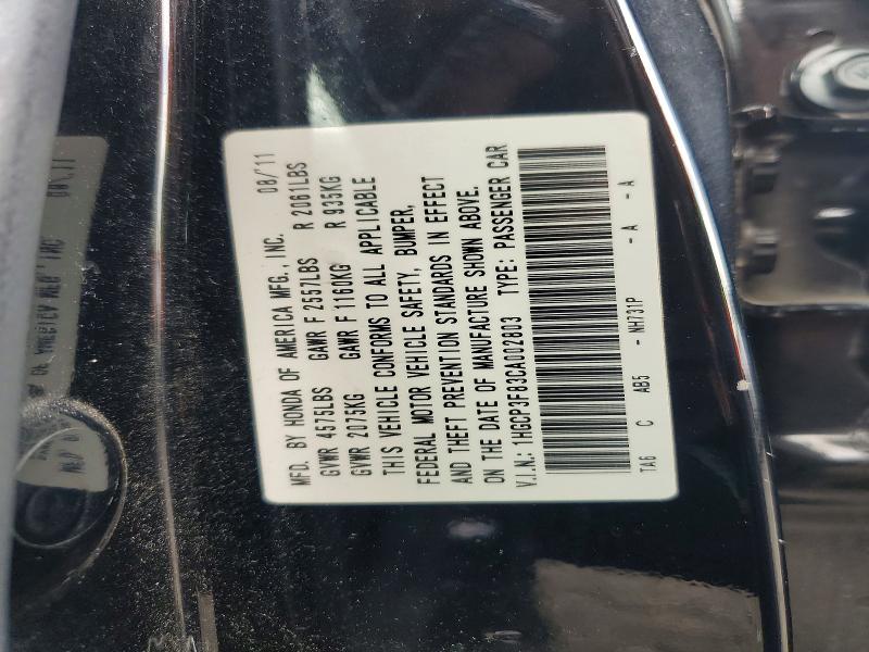 66932556 :رقم المزاد ، 1HGCP3F83CA002803 vin ، 2012 Honda Accord مزاد بيع
