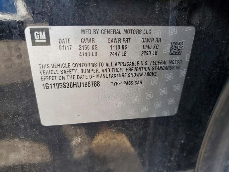 2017 Chevrolet Impala მანქანა იყიდება აუქციონზე, vin: 1G1105S30HU186788, აუქციონის ნომერი: 64777416