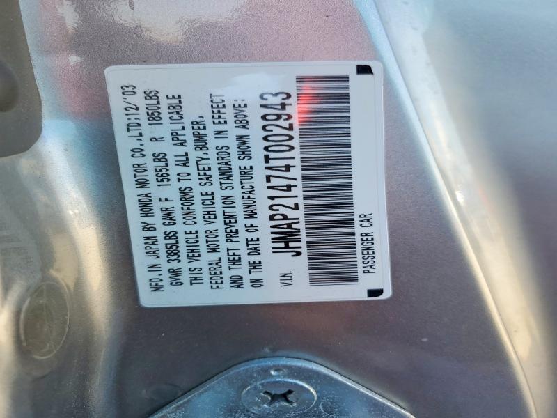 66963326 :رقم المزاد ، JHMAP21474T002943 vin ، 2004 Honda S2000 مزاد بيع