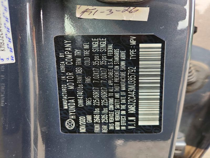 2021 Hyundai Tucson მანქანა იყიდება აუქციონზე, vin: KM8J2CA43MU385792, აუქციონის ნომერი: 63916436