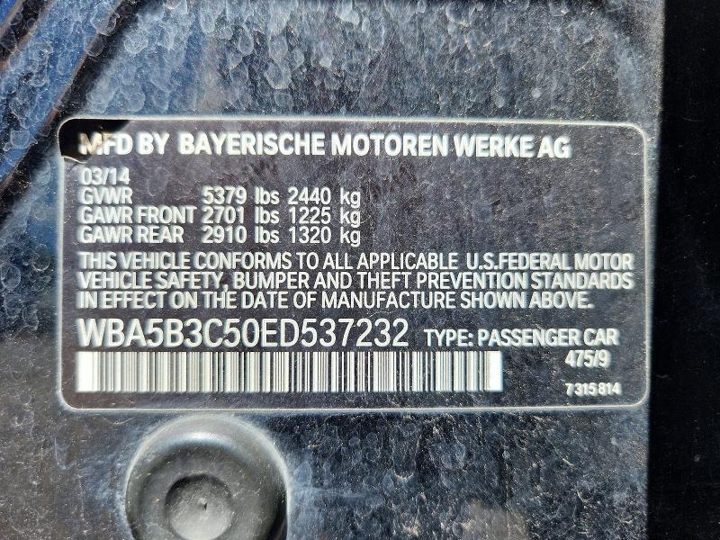 Aukcja sprzedaży 2014 Bmw 535, vin: WBA5B3C50ED537232, numer aukcji: 65394956