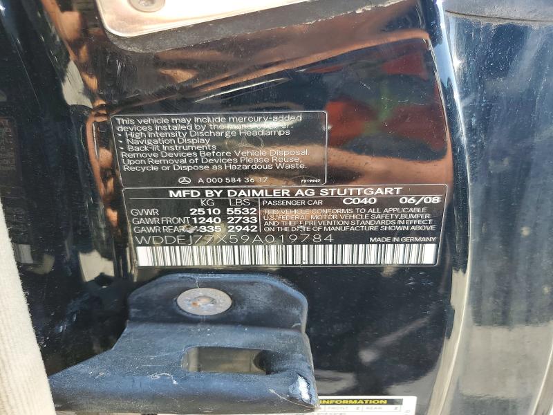64480826 :رقم المزاد ، WDDEJ77X59A019784 vin ، 2009 Mercedes-benz Cl مزاد بيع