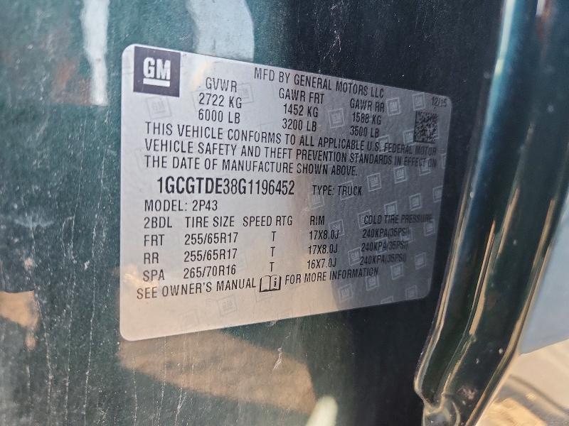 Продажа на аукционе авто 2016 Chevrolet Colorado, vin: 1GCGTDE38G1196452, номер лота: 65619146
