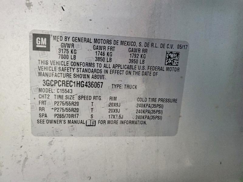 Продаж на аукціоні авто 2017 Chevrolet Silverado, vin: 3GCPCREC1HG436067, номер лоту: 65861266