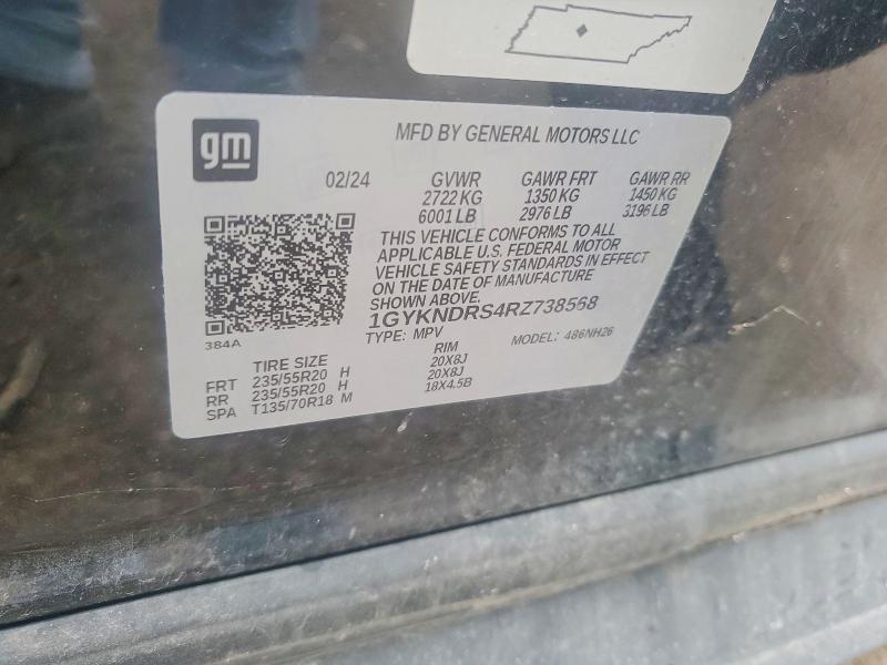 2024 Cadillac Xt5 მანქანა იყიდება აუქციონზე, vin: 1GYKNDRS4RZ738568, აუქციონის ნომერი: 62635826