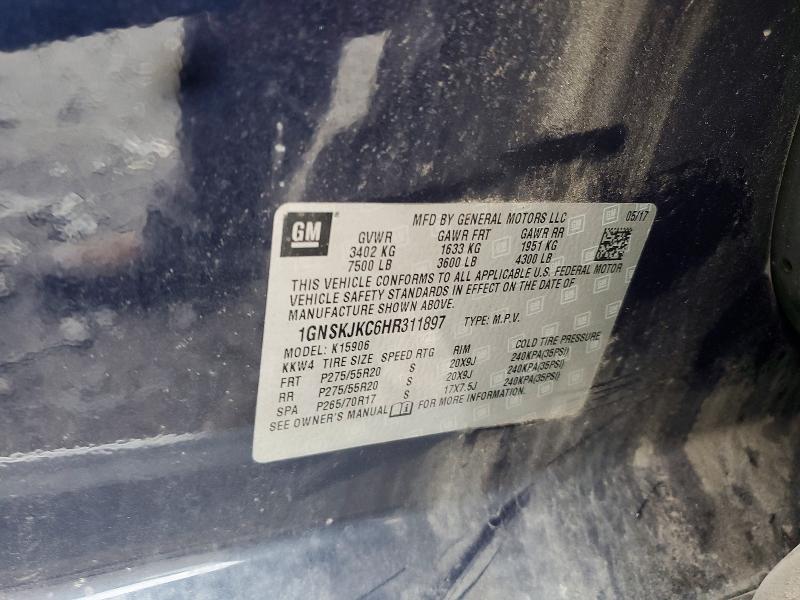 2017 Chevrolet Suburban მანქანა იყიდება აუქციონზე, vin: 4JGDF6EE4HA846608, აუქციონის ნომერი: 66056606