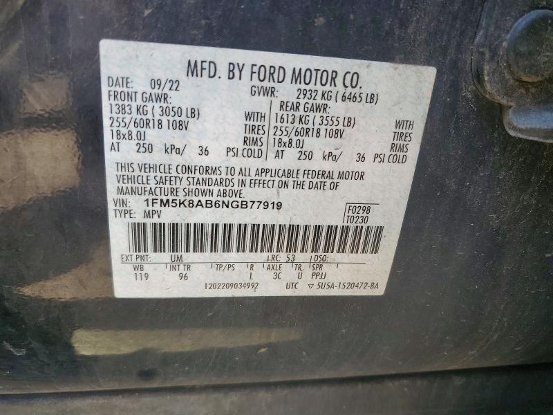 Продажа на аукционе авто 2022 Ford Explorer, vin: 1FM5K8AB6NGB77919, номер лота: 63692106