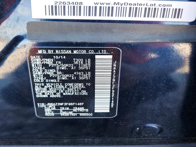Aukcja sprzedaży 2015 Infiniti Qx80, vin: JN8AZ2NF2F9571467, numer aukcji: 65219716
