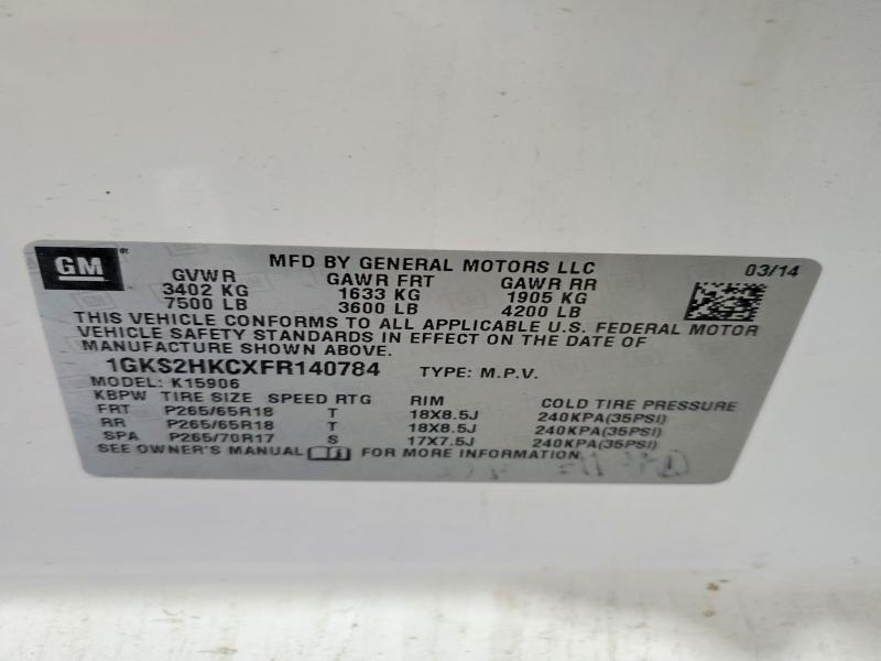 Продаж на аукціоні авто 2015 Gmc Yukon Xl, vin: 1GKS2HKCXFR140784, номер лоту: 65692466