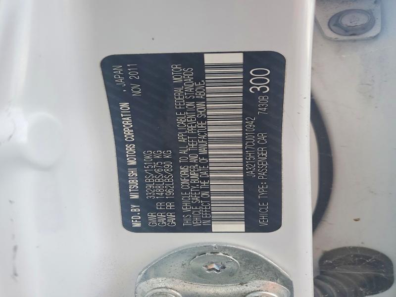 Aukcja sprzedaży 2012 Mitsubishi I Miev, vin: JA3215H17CU010942, numer aukcji: 66234276